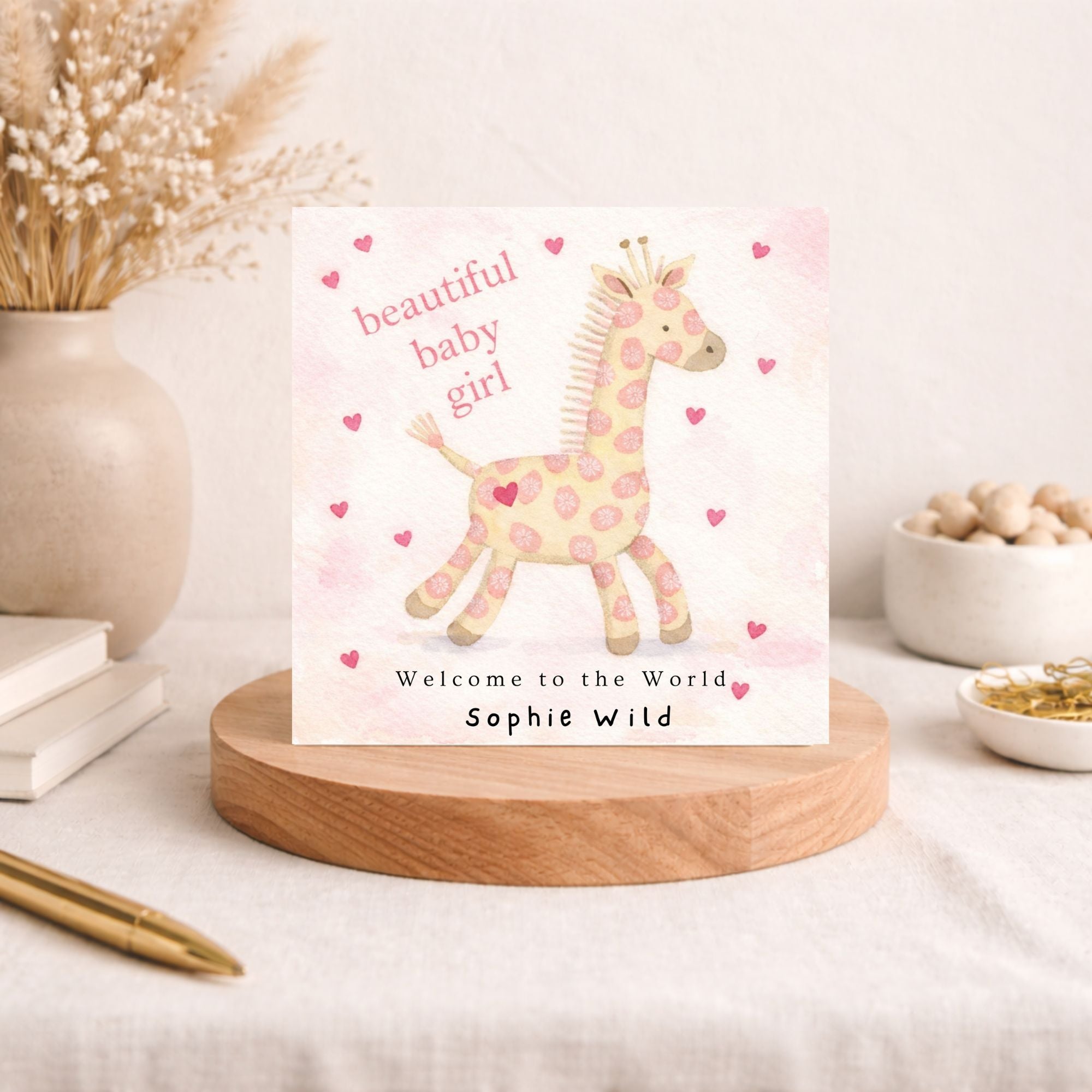 Personalised Baby Giraffe Card – New Baby Boy or Girl