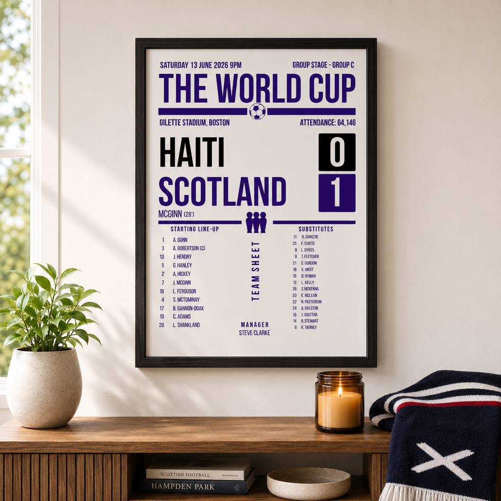Scotland World Cup 2026 Haiti 0-1 Scotland A4 Print | Matchday Team Sheet Poster