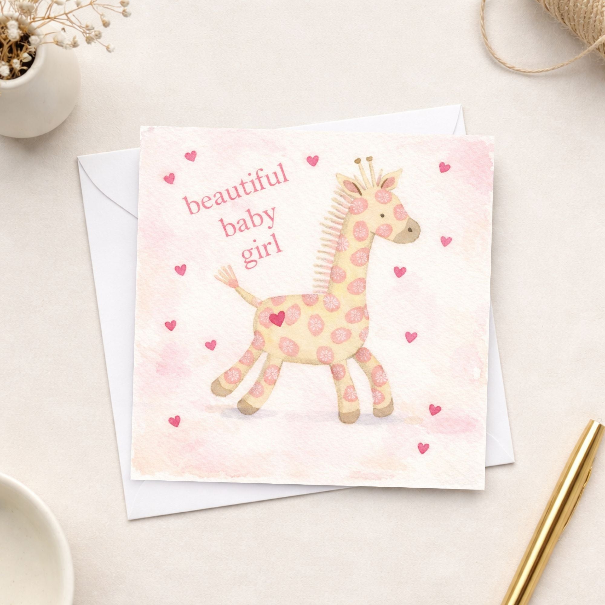 Personalised Baby Giraffe Card – New Baby Boy or Girl