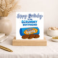 Funny Boyfriend Birthday Card – “Scrummy Boyfriend” Biscuit Pun Card – Cute Foodie Birthday Card for Him