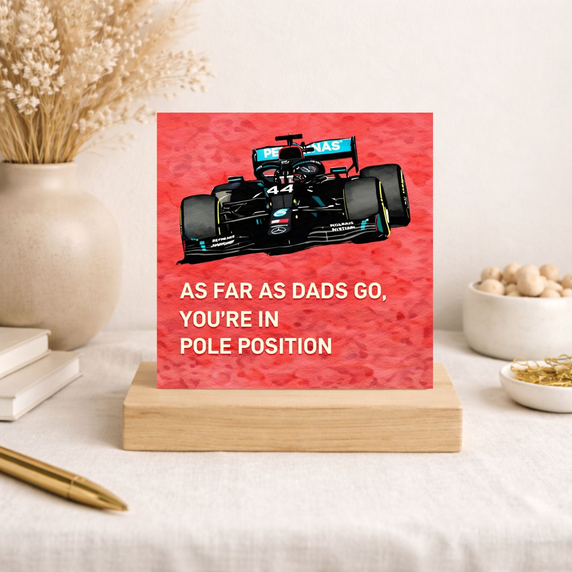 Funny Formula Racing Father’s Day Card – Pole Position Dad Card