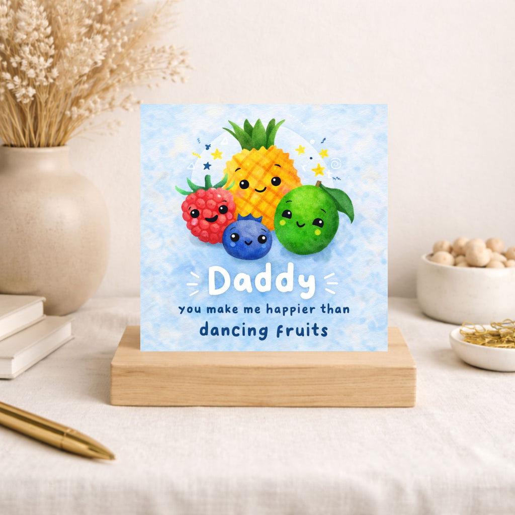 Cute Daddy Father’s Day Card – Dancing Fruits Funny Dad Card