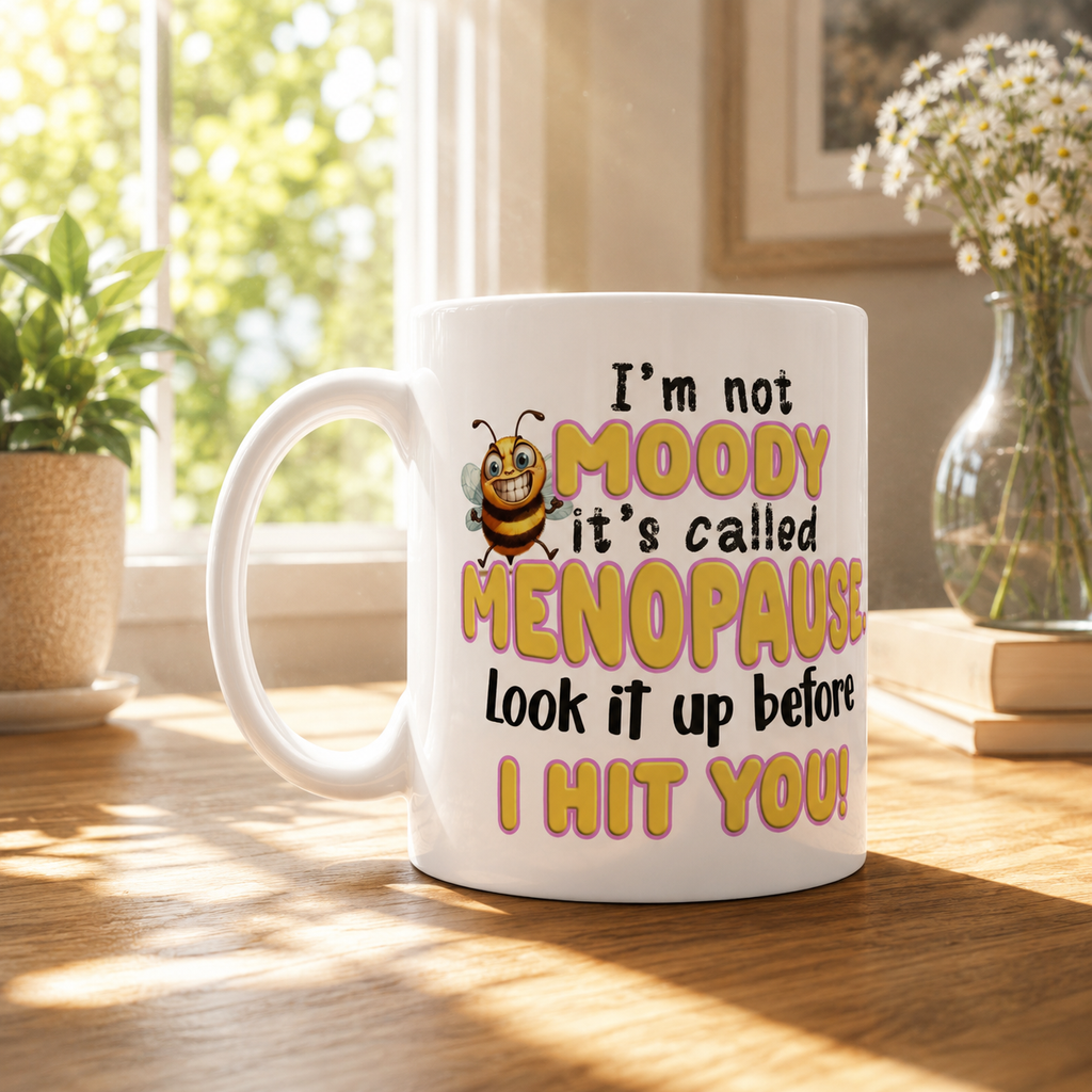 Funny Perimenopause Mug – “I’m not moody” - Humorous Quote Coffee Cup – Menopause Gift for Women