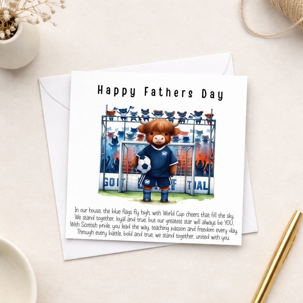 Highland Cow Father’s Day Card – Scotland Football Dad