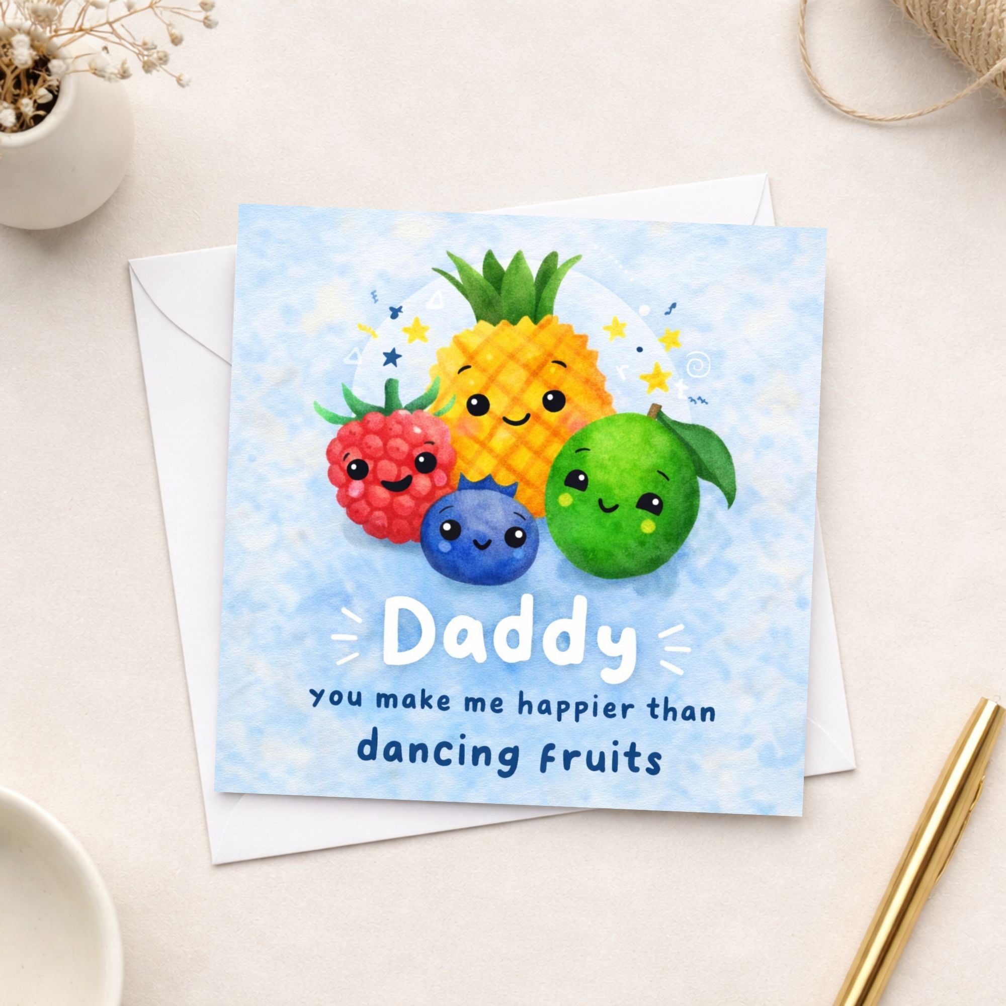 Cute Daddy Father’s Day Card – Dancing Fruits Funny Dad Card