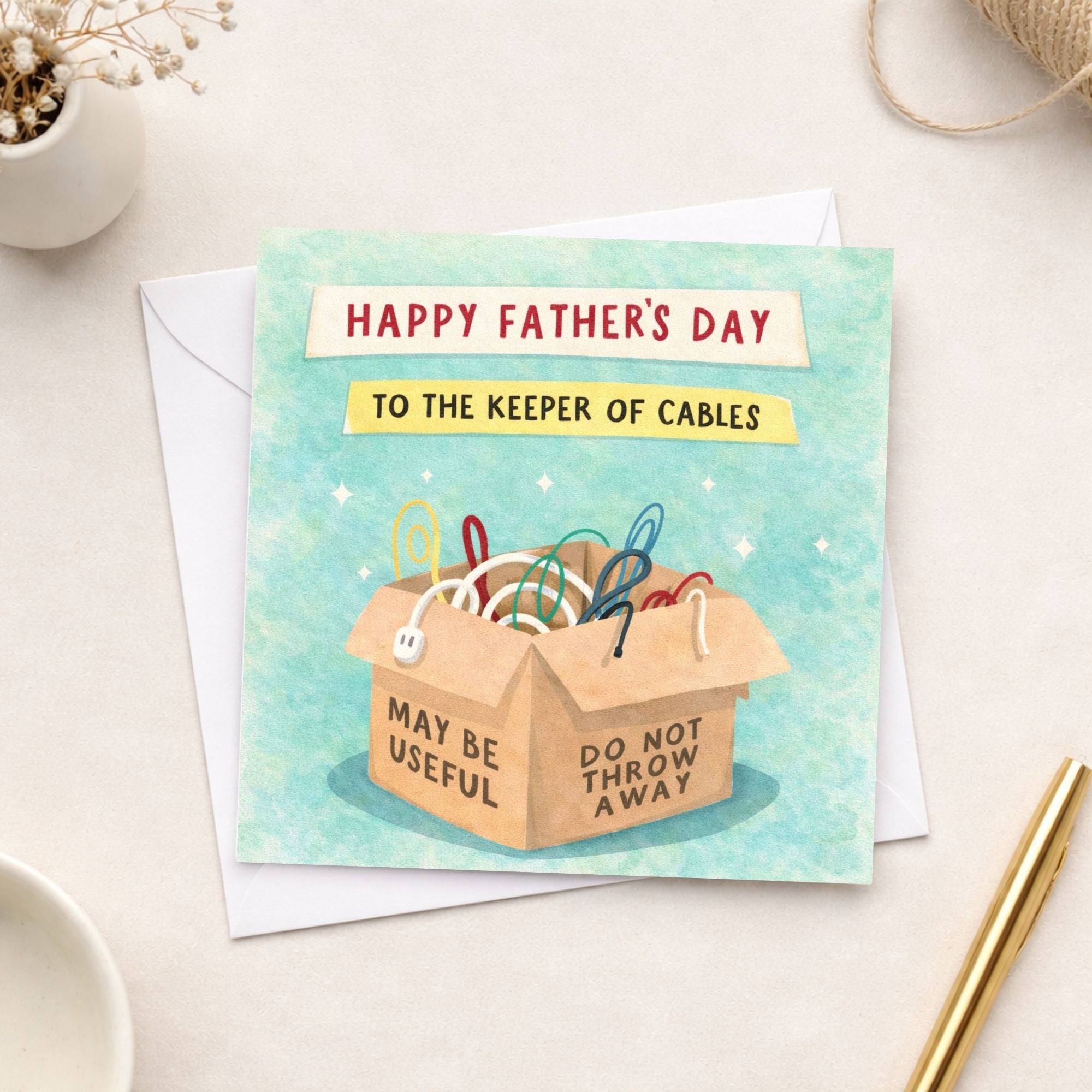 Funny Father’s Day Card – Keeper of Cables Dad Card