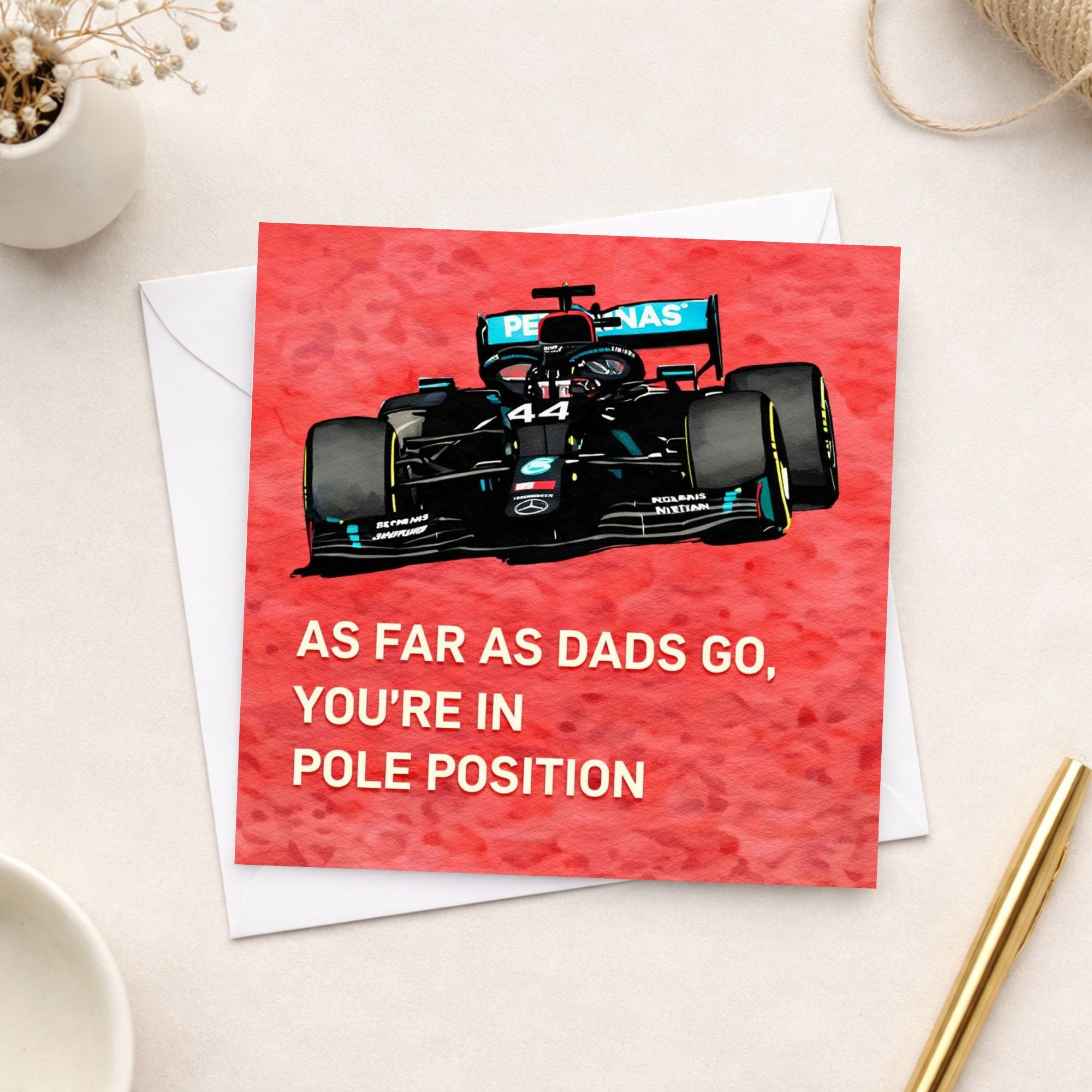 Funny Formula Racing Father’s Day Card – Pole Position Dad Card