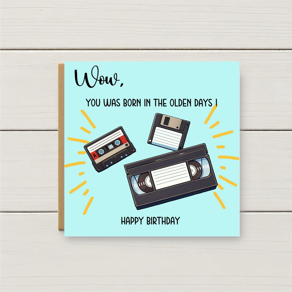 Funny Retro Birthday Card – Olden Days Birthday Card – VHS Tape Birthday Card – Funny Age Card – Nostalgic Birthday Card