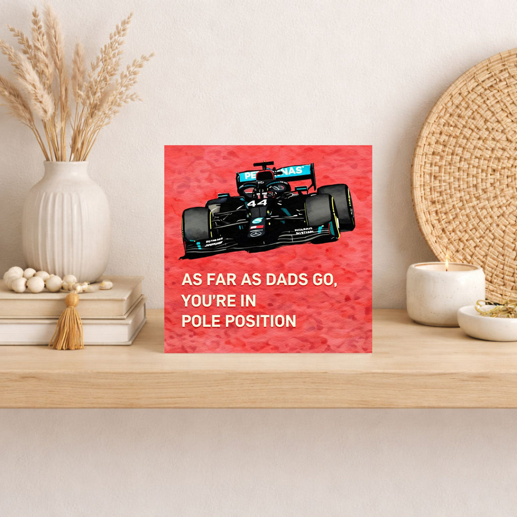 Funny Formula Racing Father’s Day Card – Pole Position Dad Card