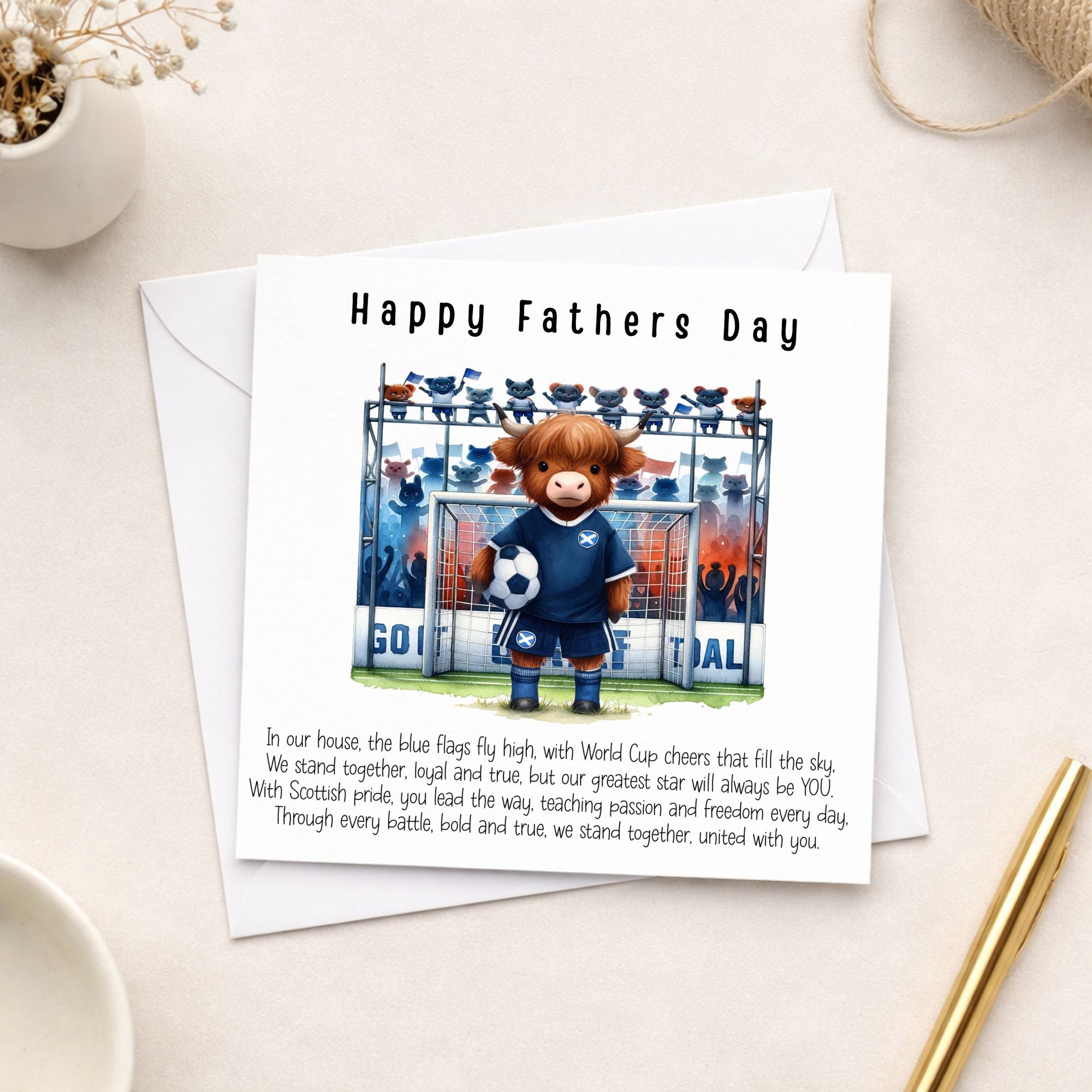 Highland Cow Father’s Day Card – Scotland Football Dad