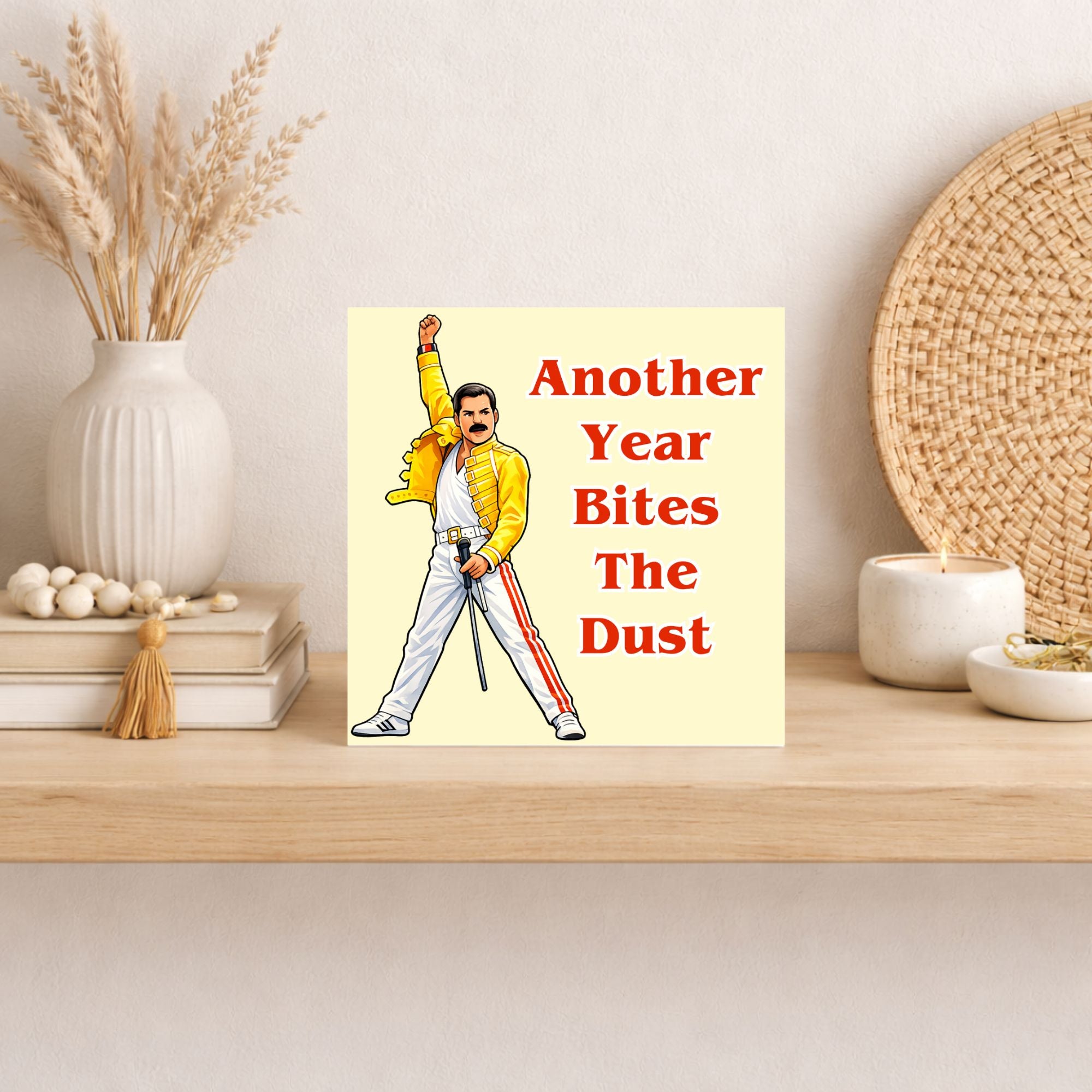 Funny Freddie Mercury Birthday Card – Another Year Bites The Dust Card – Queen Inspired Birthday Card – Music Lover Birthday Card – Funny Friend Card