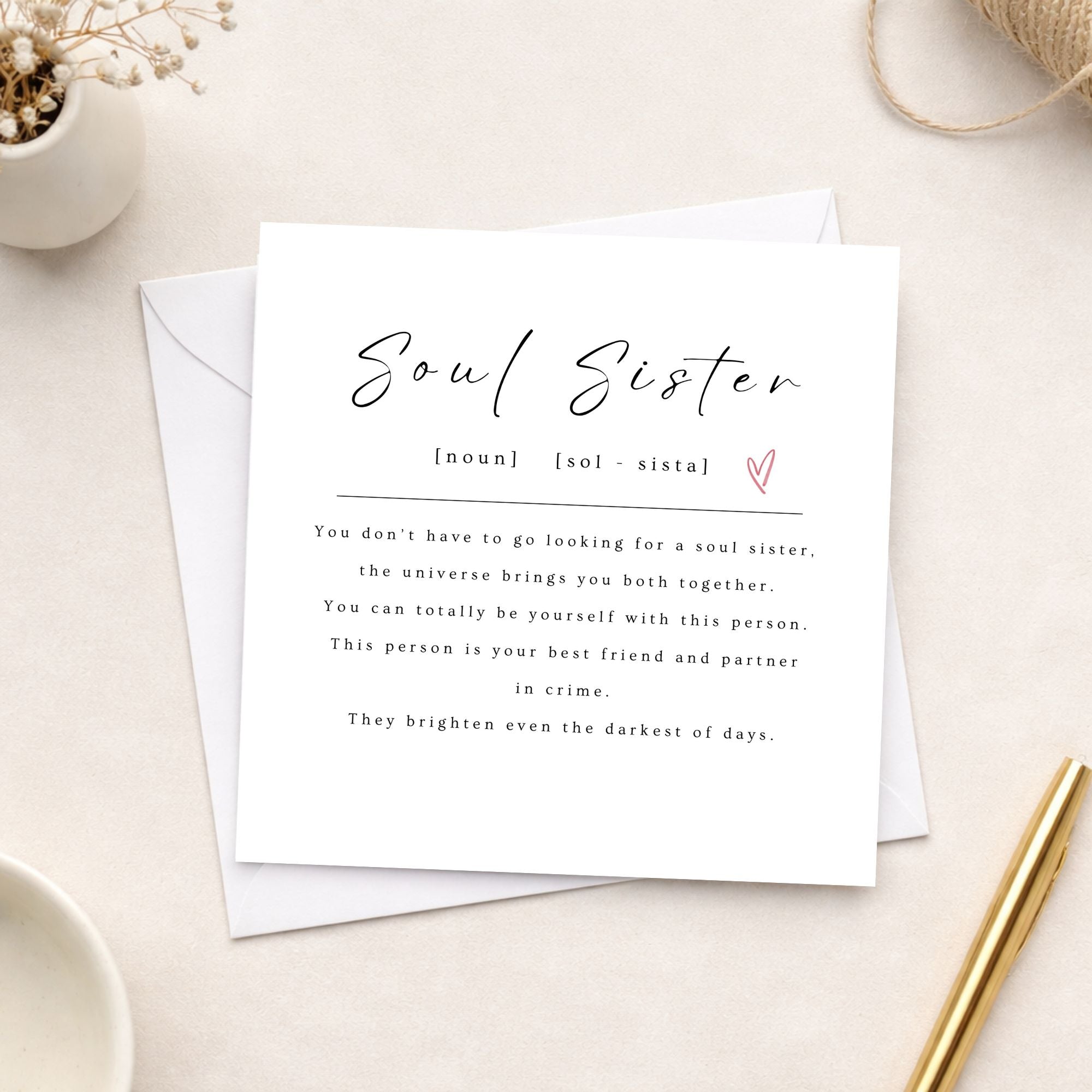 Soul Sister Definition Card | Friendship Card for Best Friend