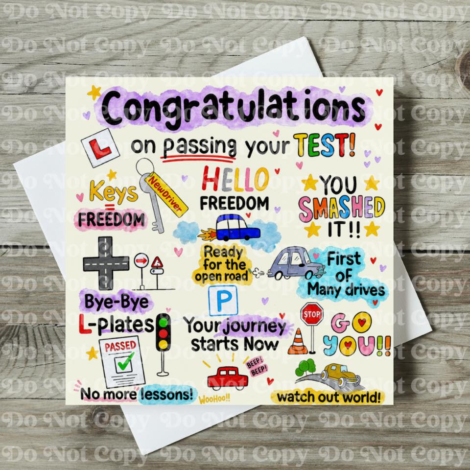 Fun Driving Test Pass Card – Congratulations New Driver