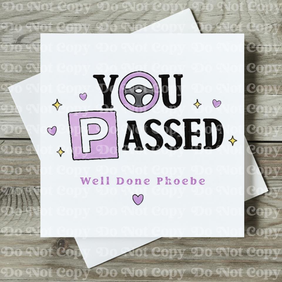 Personalised You Passed Driving Test Card