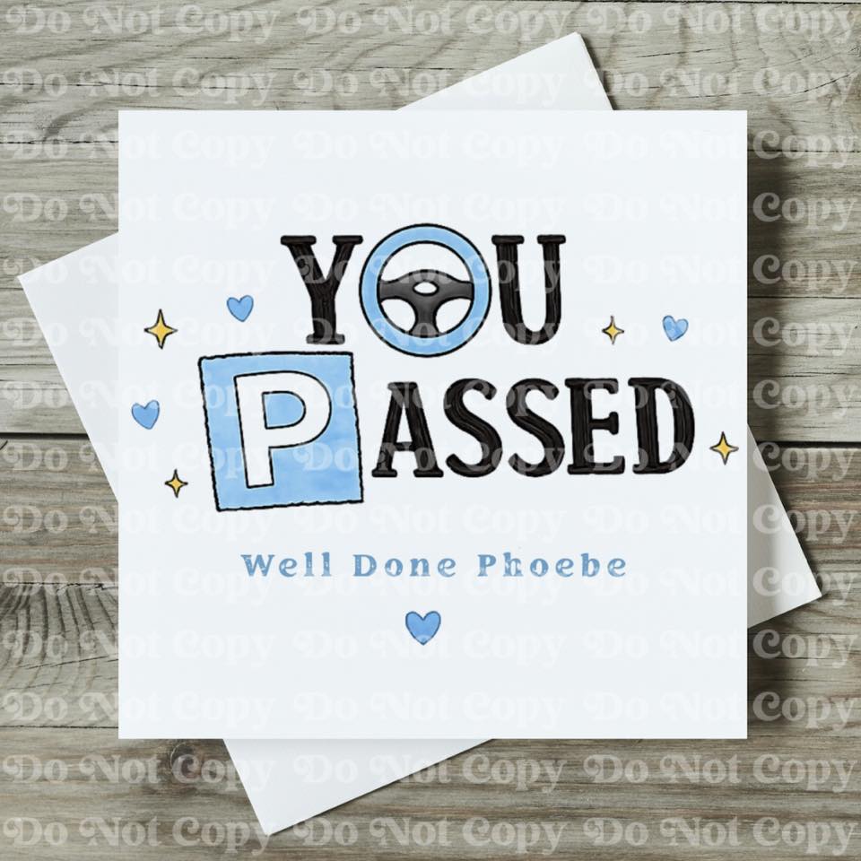 Personalised You Passed Driving Test Card