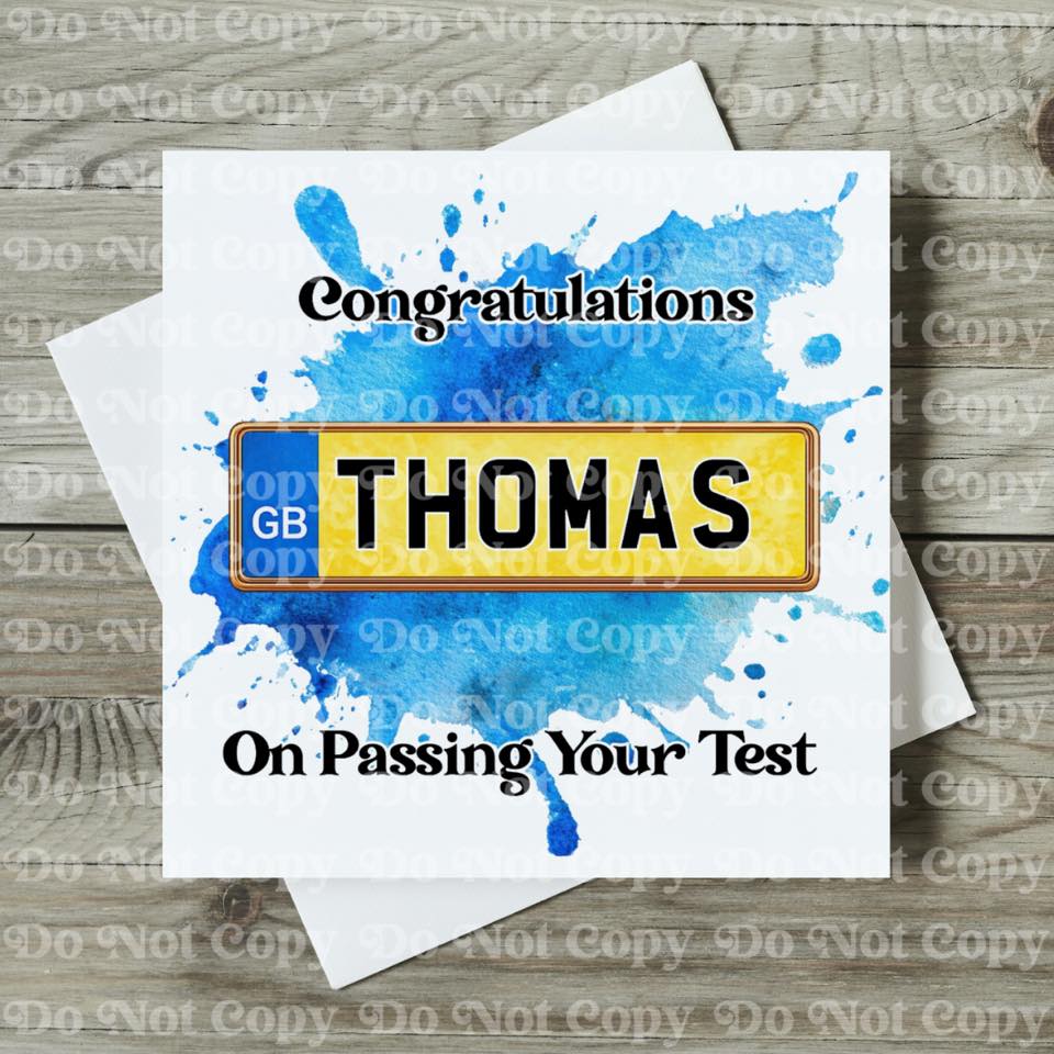 Personalised Number Plate Driving Test Pass Card