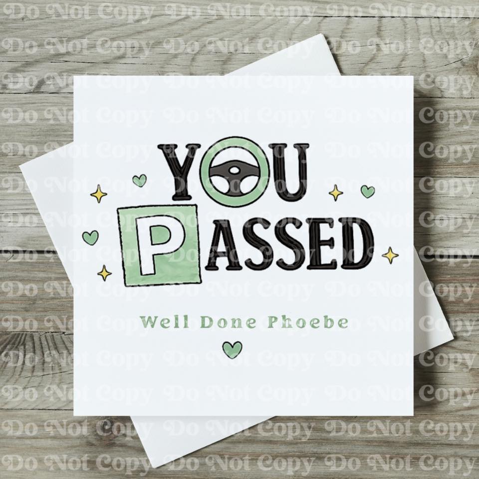 Personalised You Passed Driving Test Card
