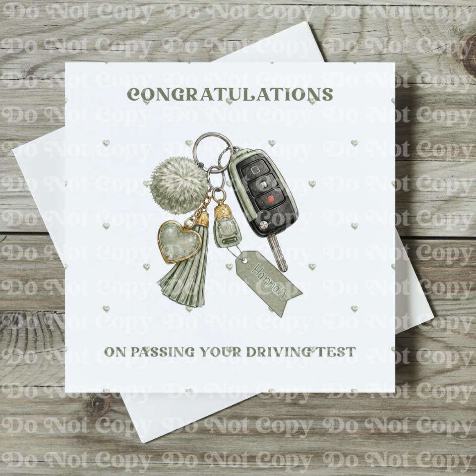 Personalised Driving Test Congratulations Card – Car Key Design
