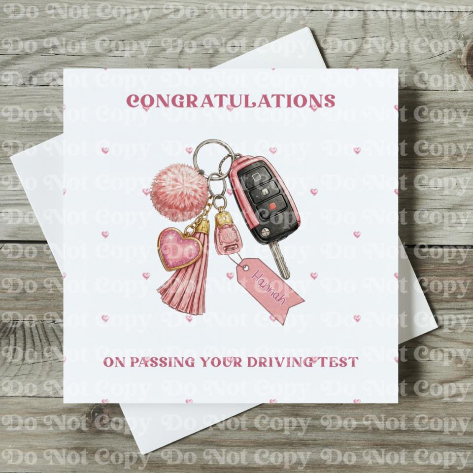 Personalised Driving Test Congratulations Card – Car Key Design