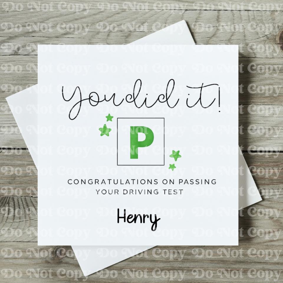 Personalised You Did It Driving Test Pass Card