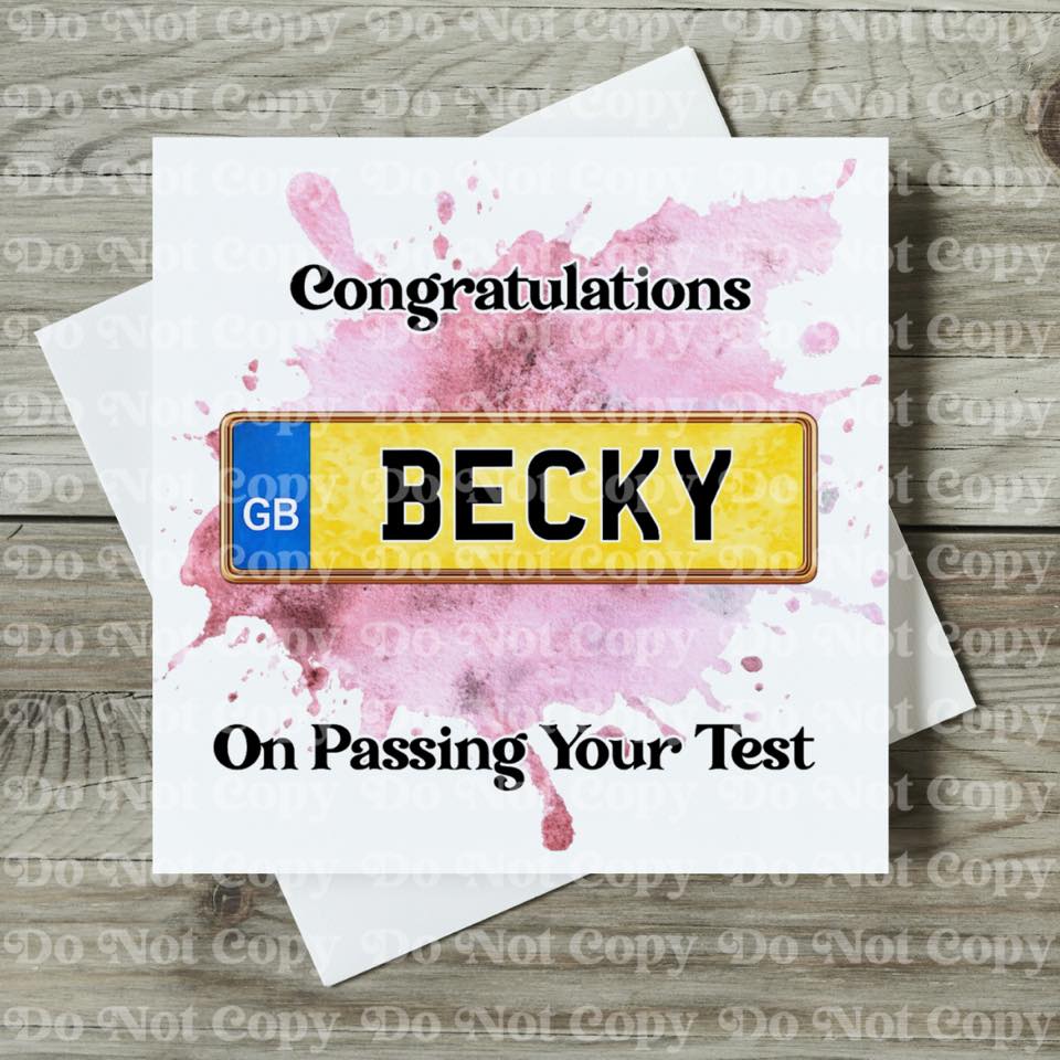 Personalised Number Plate Driving Test Pass Card
