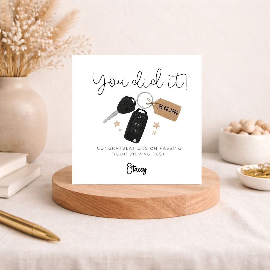 Personalised Driving Test Congratulations Card | New Driver Card | Passed Driving Test Card | Congratulations Car Keys Card