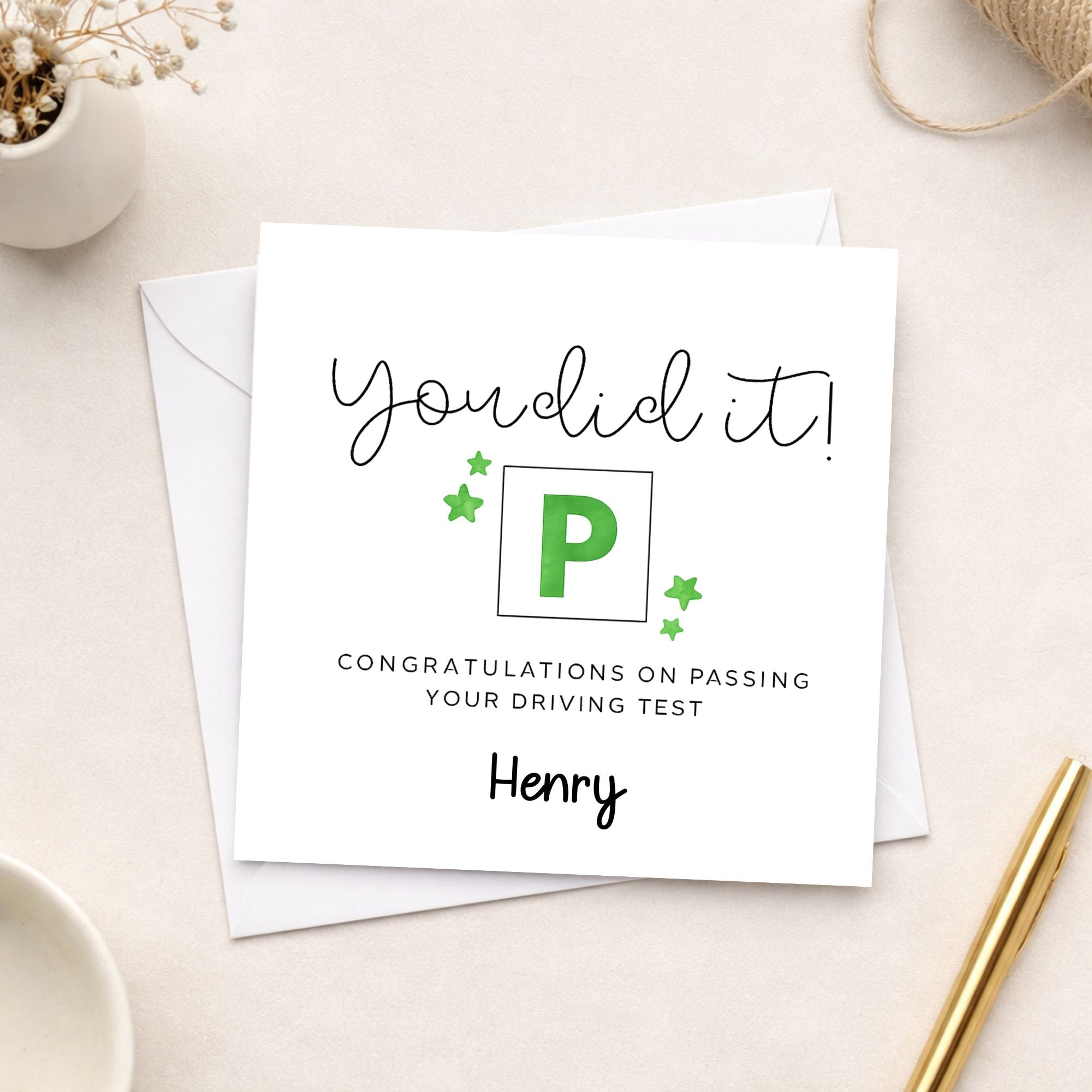 Personalised Driving Test Passed Card | You Did It Driving Test Card | Congratulations New Driver Card | Custom Name Congratulations Card