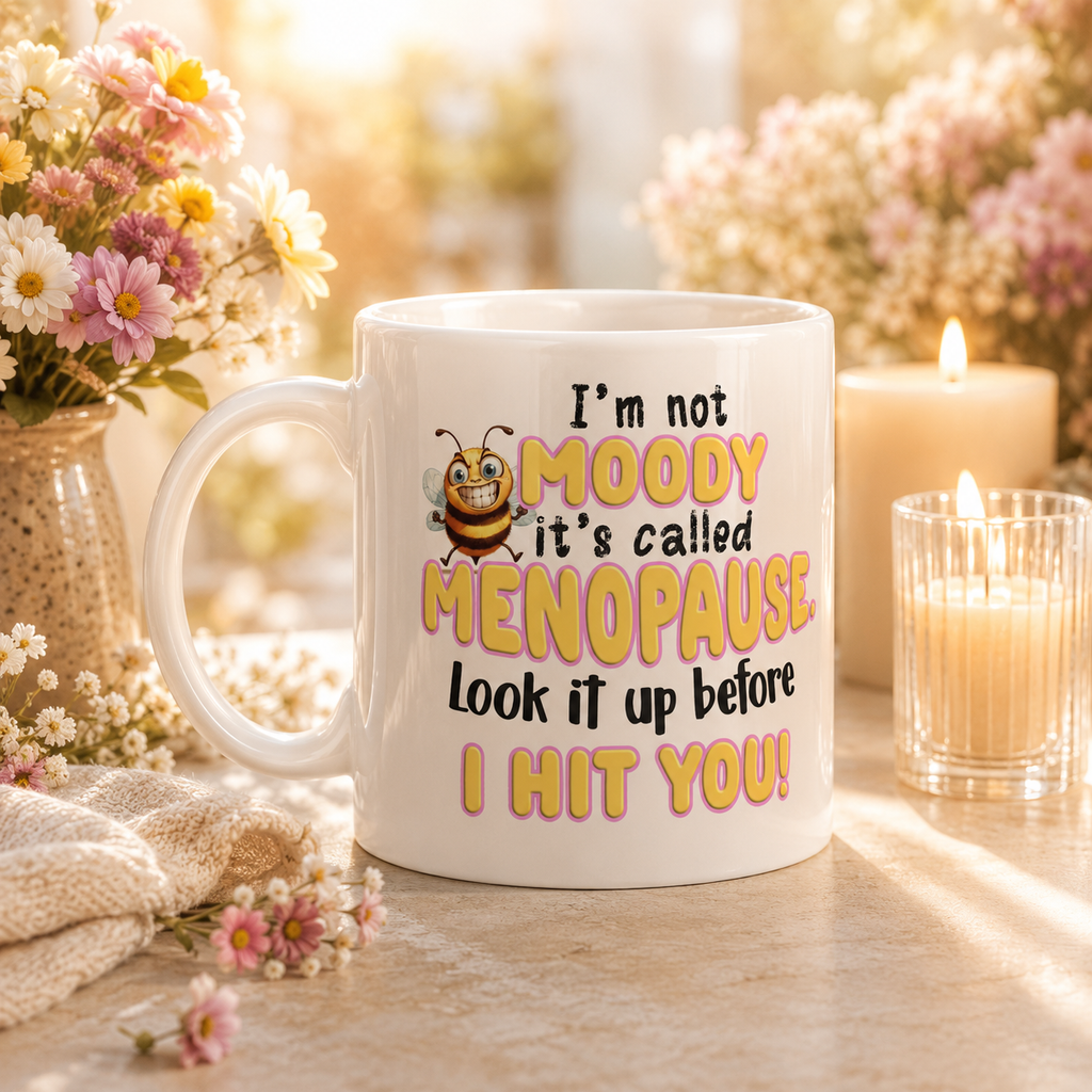 Funny Perimenopause Mug – “I’m not moody” - Humorous Quote Coffee Cup – Menopause Gift for Women