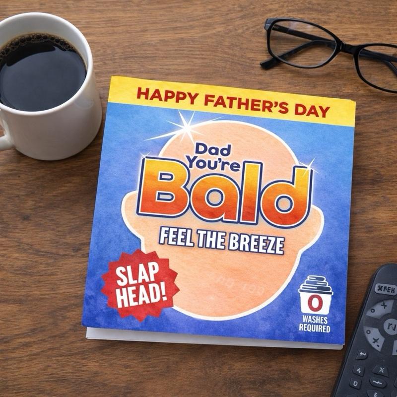Funny Bald Dad Card – Feel The Breeze