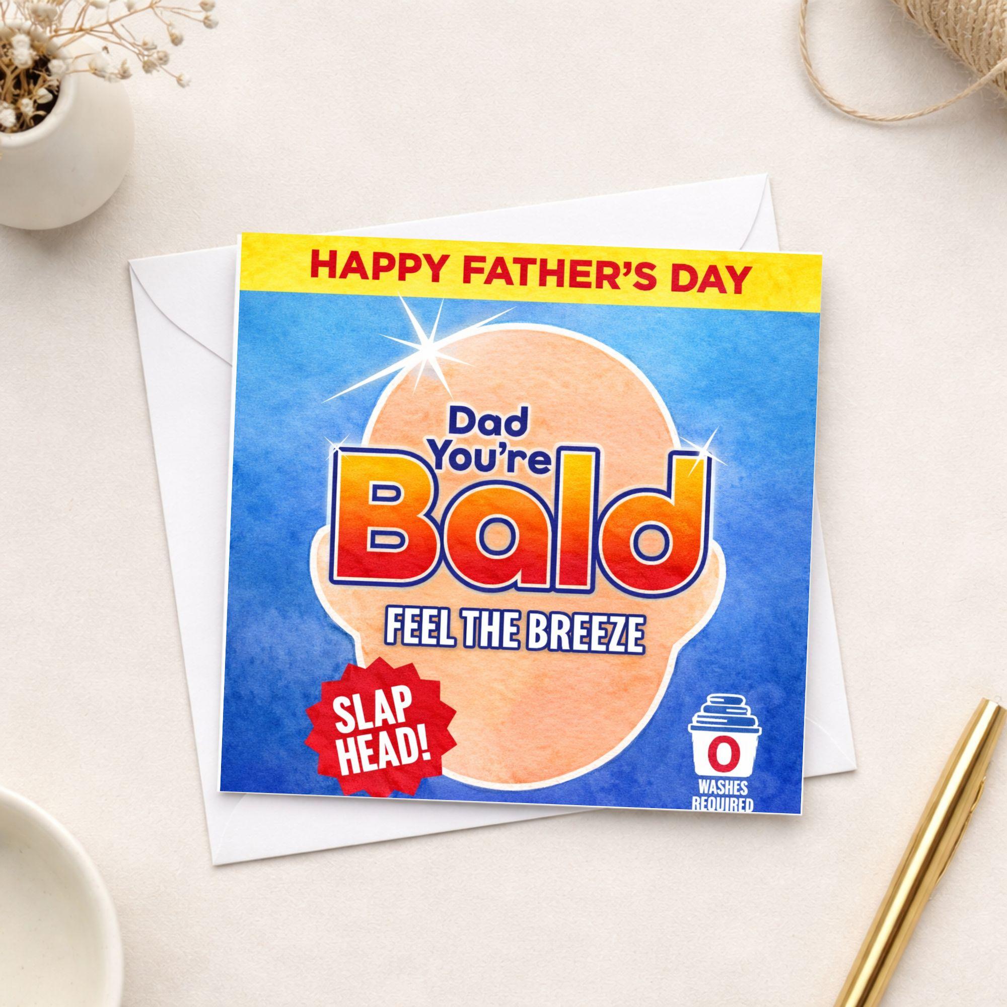 Funny Bald Dad Card – Feel The Breeze