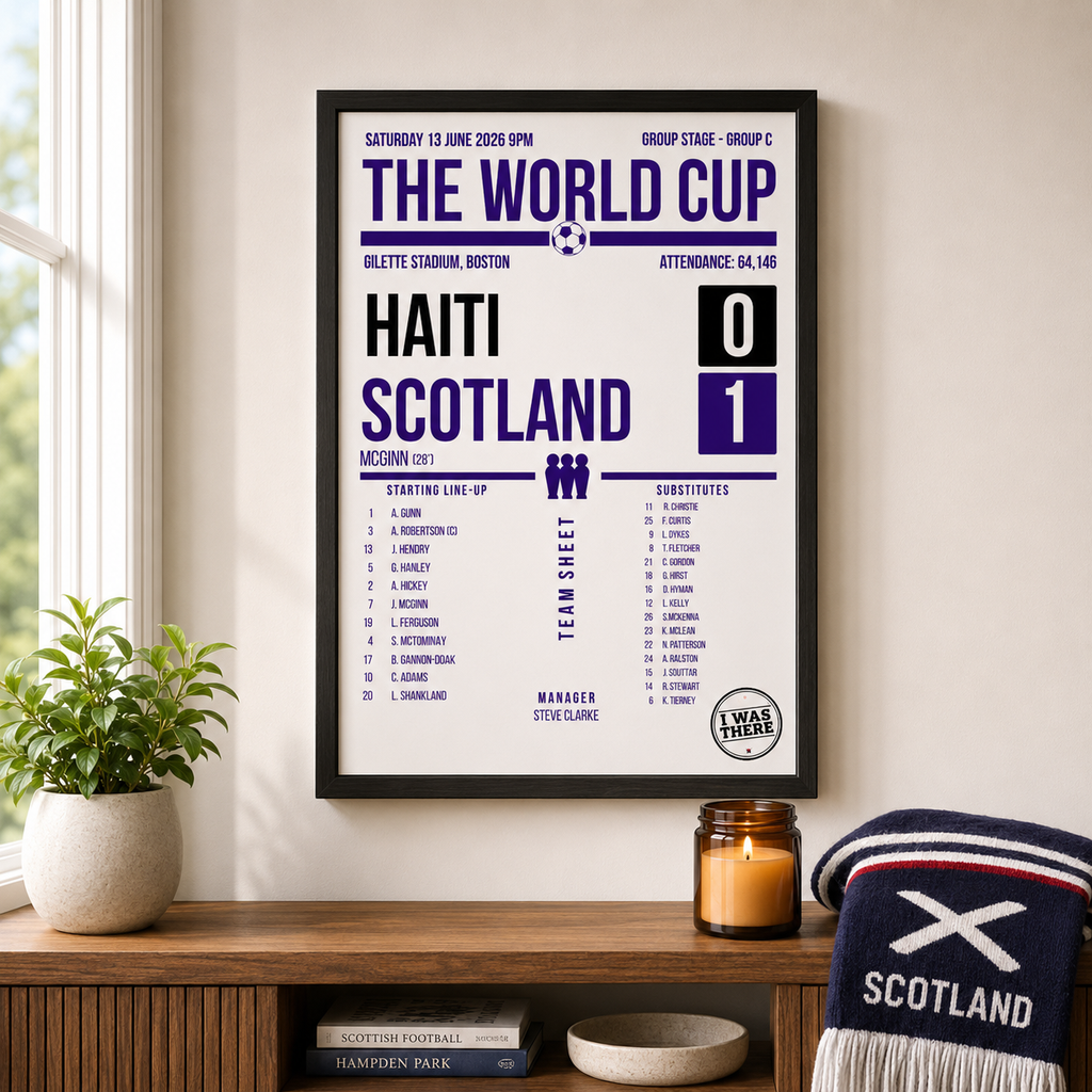Scotland World Cup 2026 Haiti 0-1 Scotland A4 Print | Matchday Team Sheet Poster