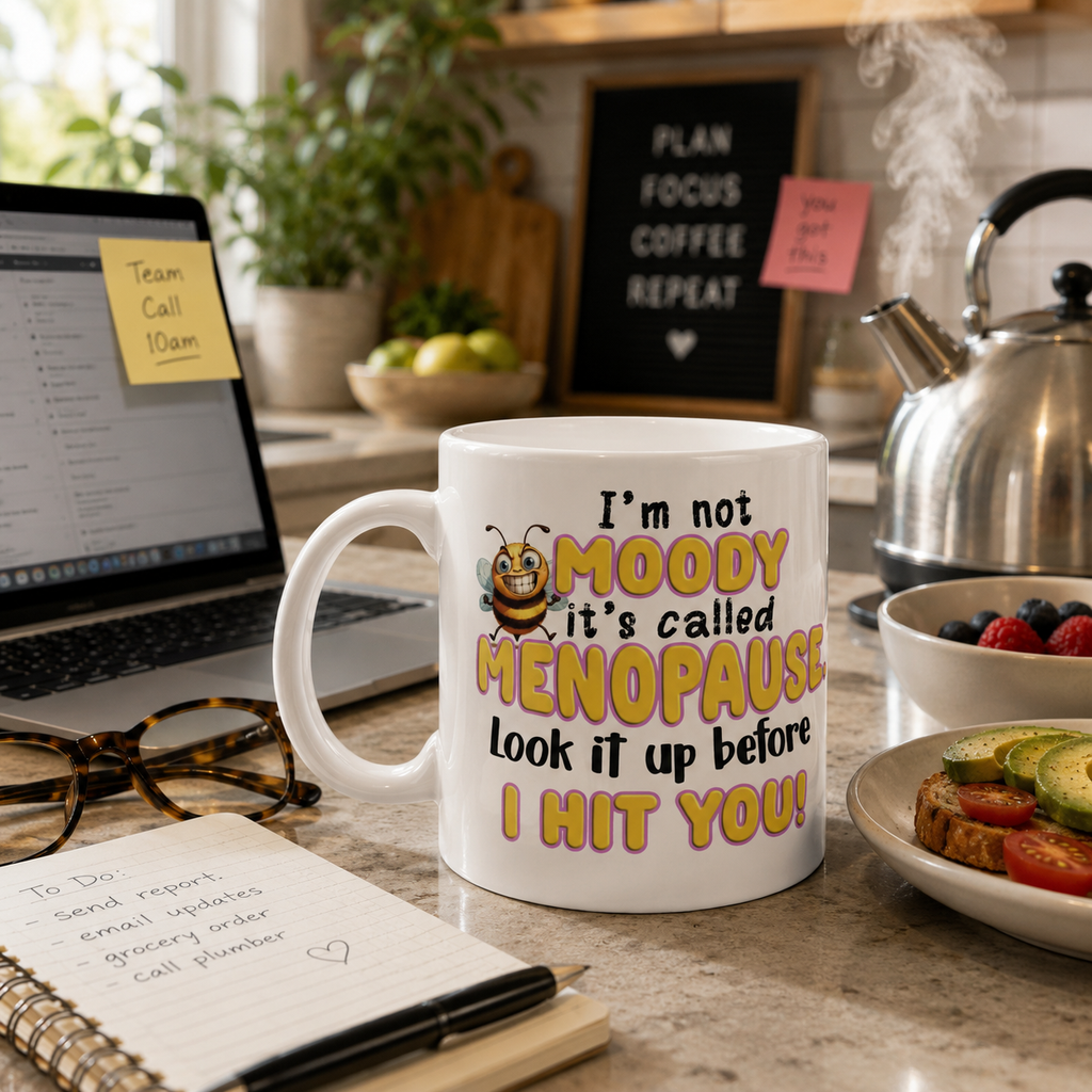 Funny Perimenopause Mug – “I’m not moody” - Humorous Quote Coffee Cup – Menopause Gift for Women