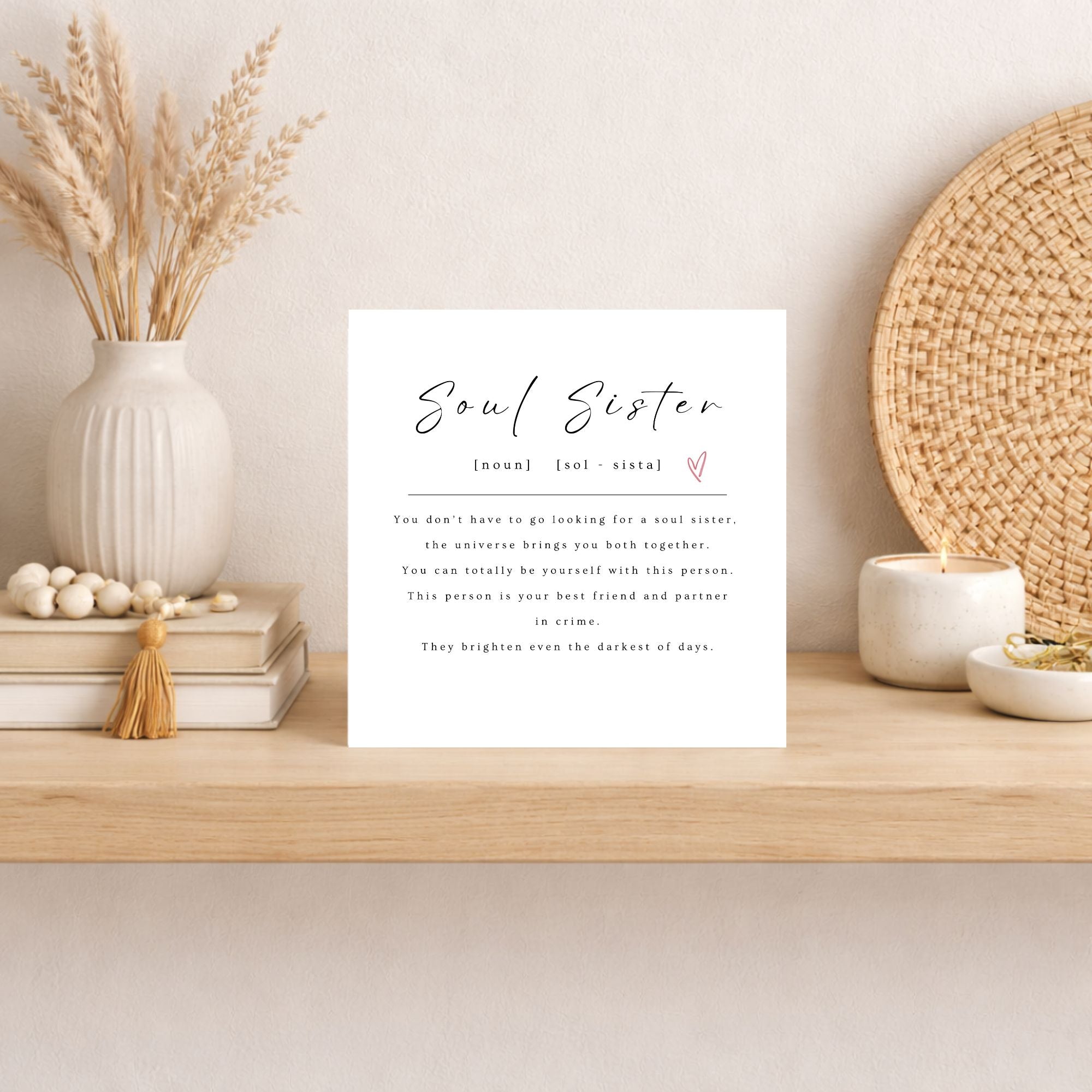 Soul Sister Definition Card | Friendship Card for Best Friend