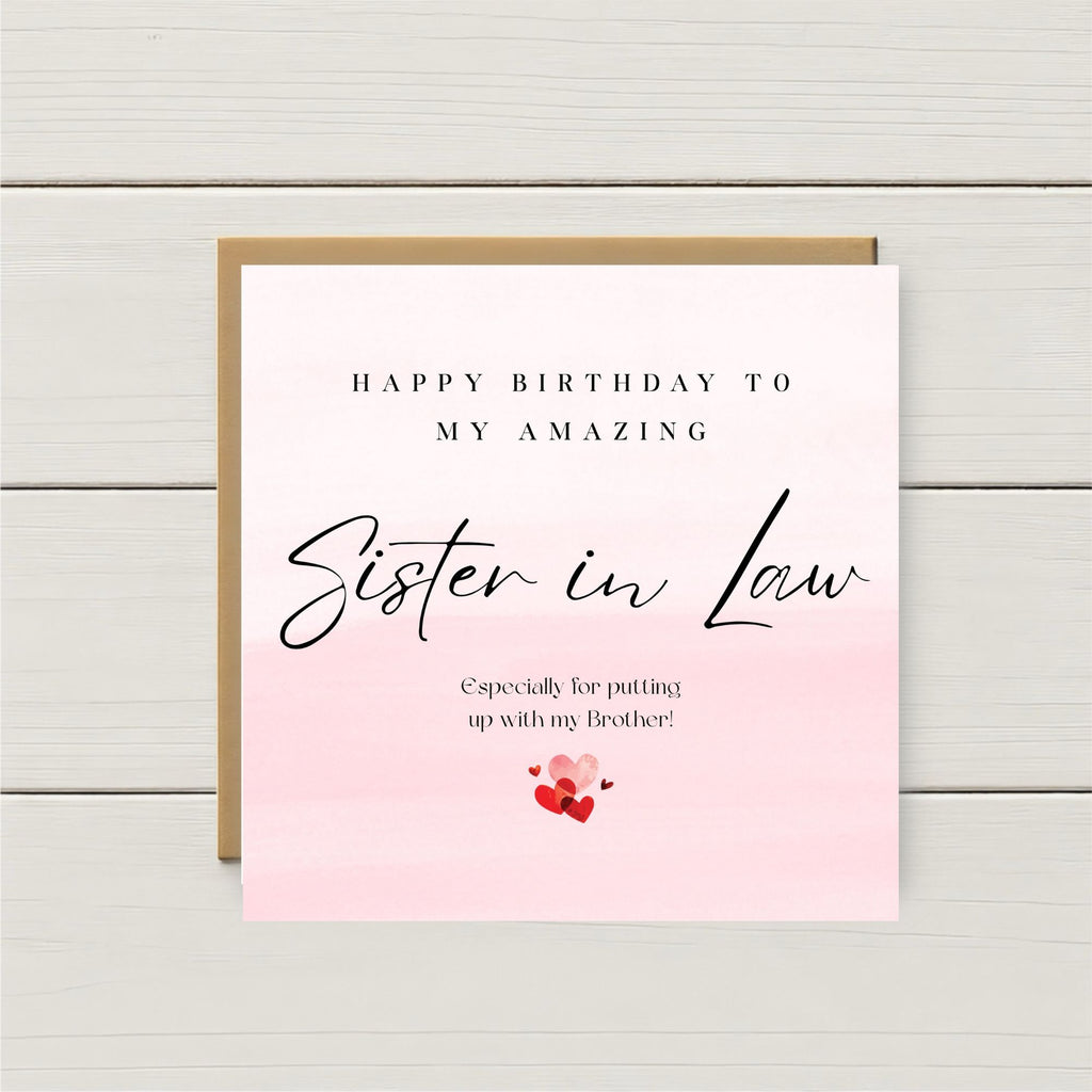 Happy Birthday Sister In Law Card | Funny Birthday Card for Sister-in-Law | Birthday Greeting Card