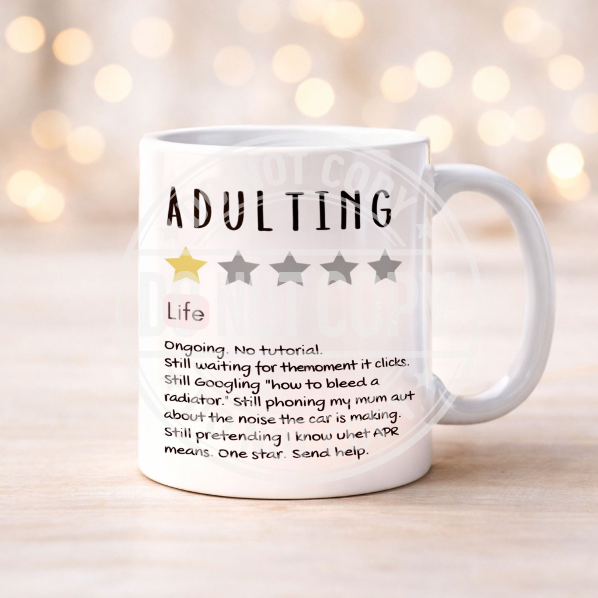Funny Review Style Mugs | Adulting, Life, Pregnancy, Menopause Gift