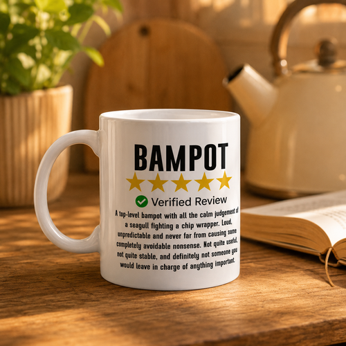 Bampot Scottish slang mug – funny five-star review print