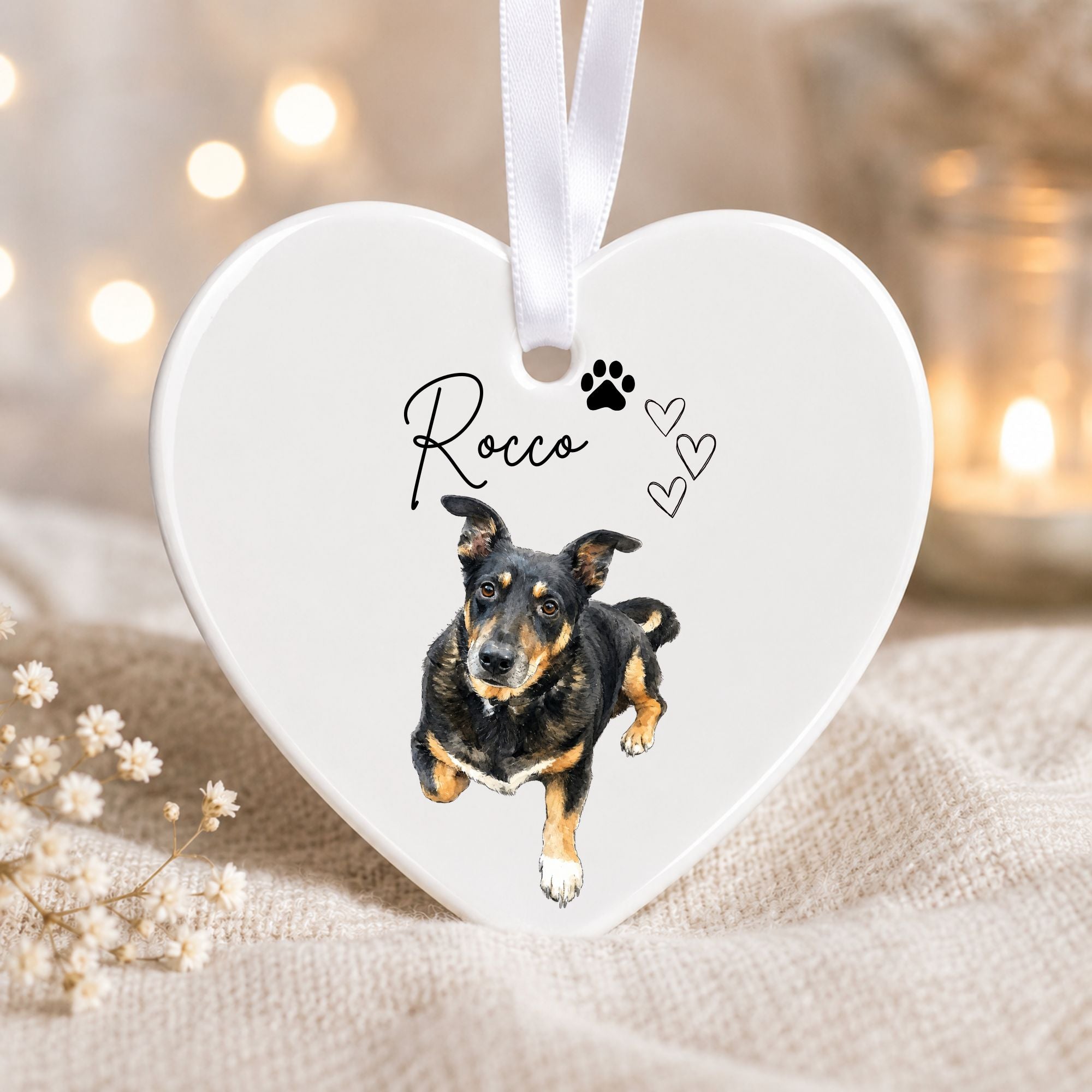 Personalised Pet Memorial Print or Ceramic Ornament | Custom Pet Loss Gift | A4 Print, Heart or Circle Keepsake