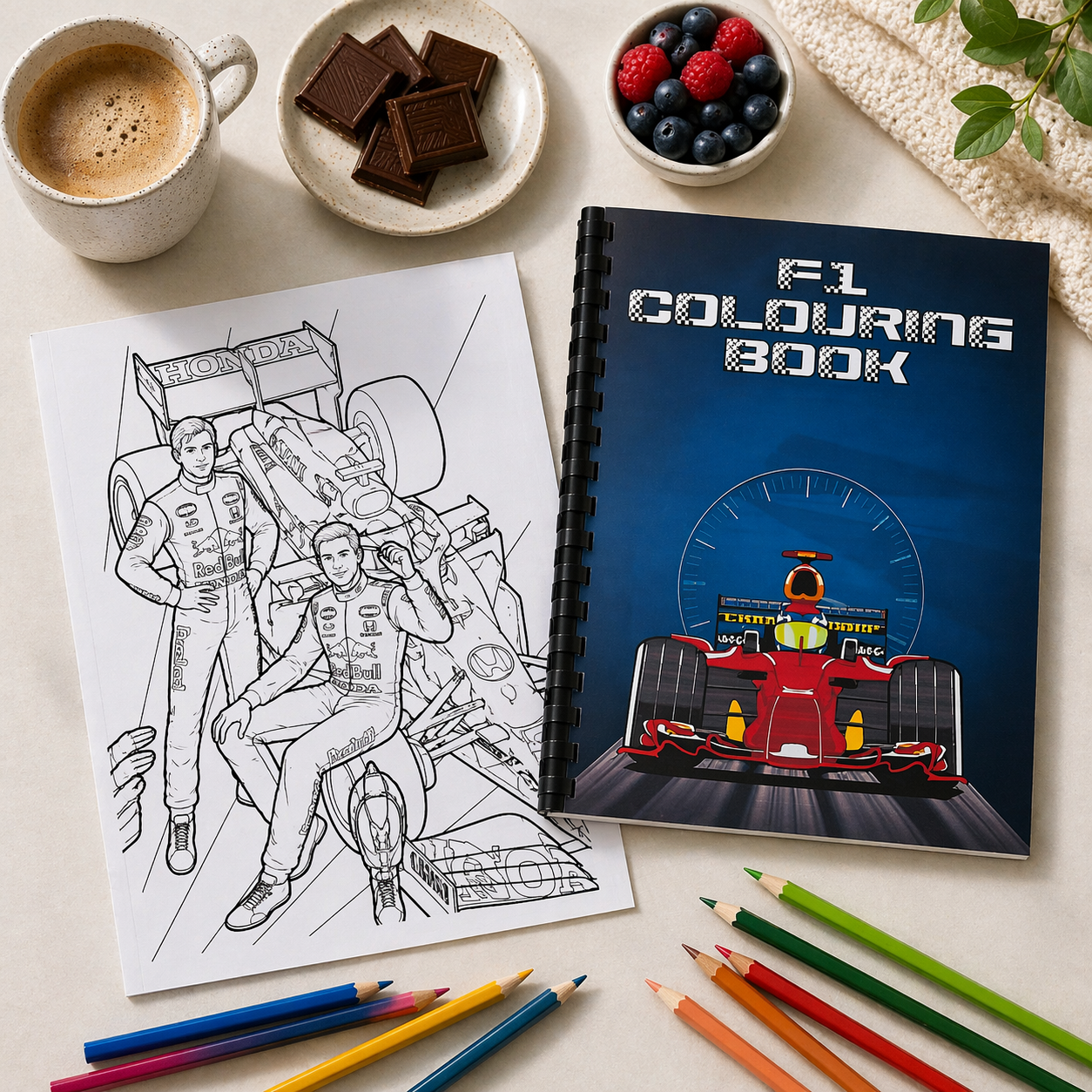 F1 Colouring Book – A4 Racing Edition (20 Pages)