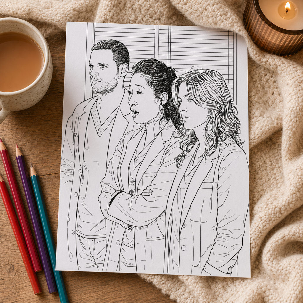 Grey’s Anatomy Inspired Colouring Book | 20 Page A4 Adult Colouring Book