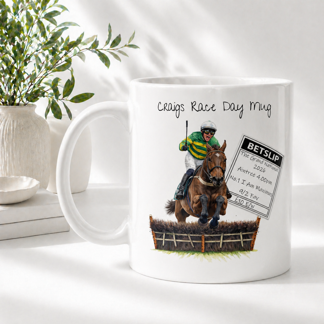 Grand National Mug – I Am Maximus / Betslip Design – Personalised Horse Racing Gift