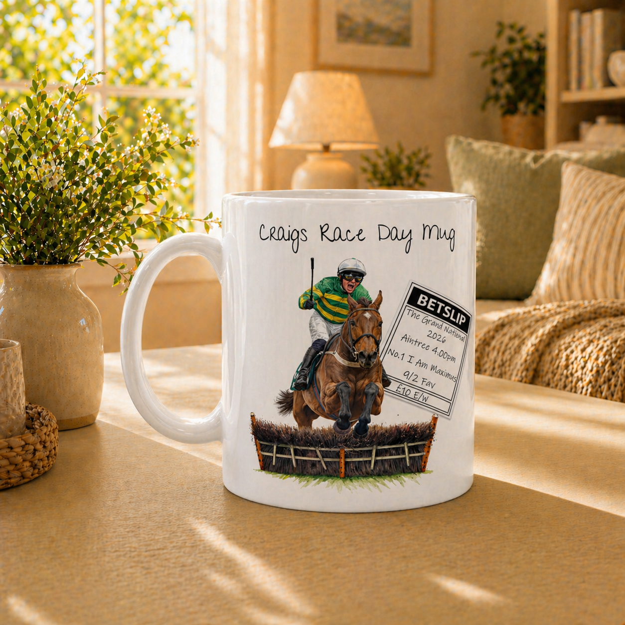 Grand National Mug – I Am Maximus / Betslip Design – Personalised Horse Racing Gift