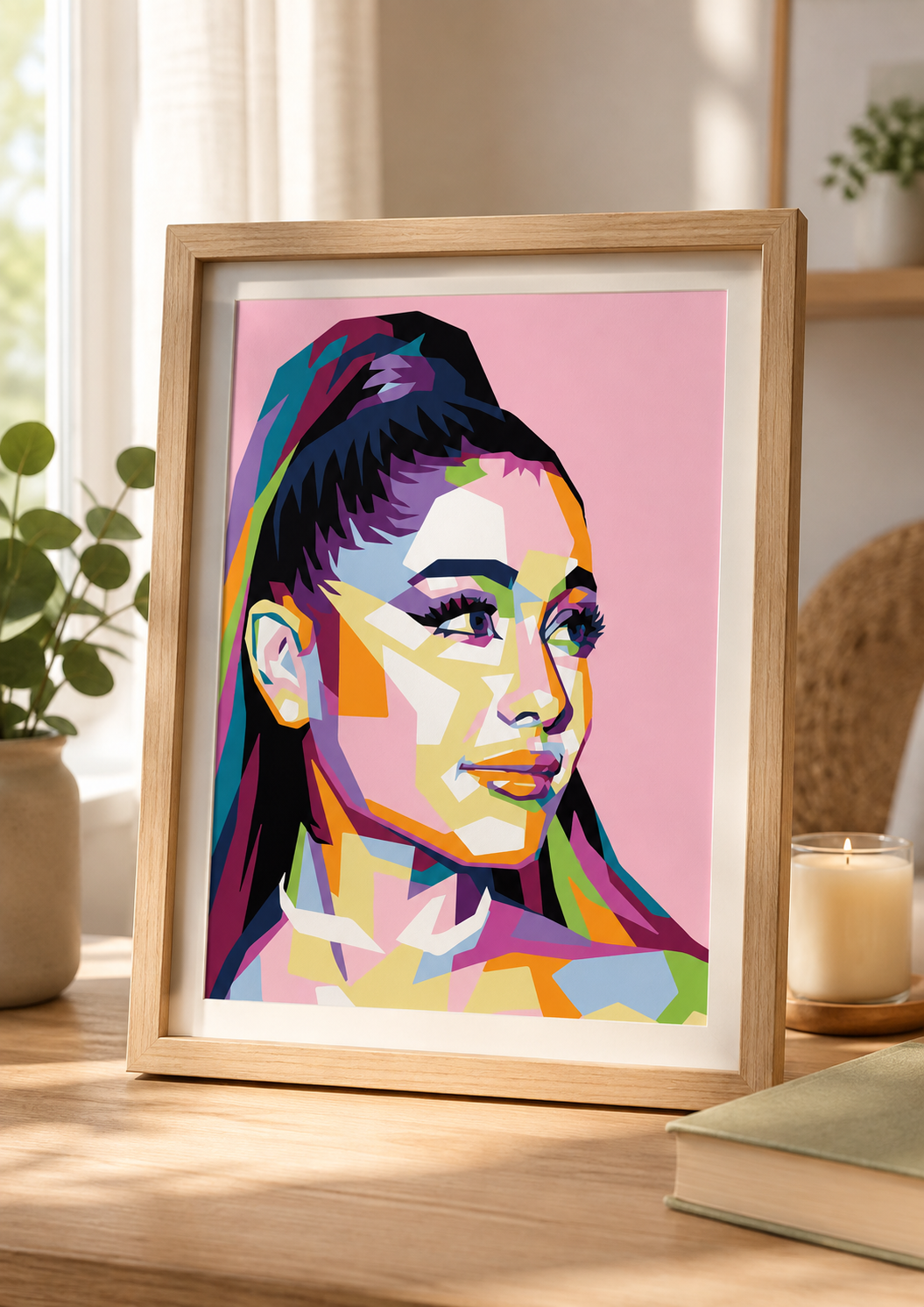Ariana Grande Inspired Geometric Pop Art Print – A4 Unframed Matte Photo Print