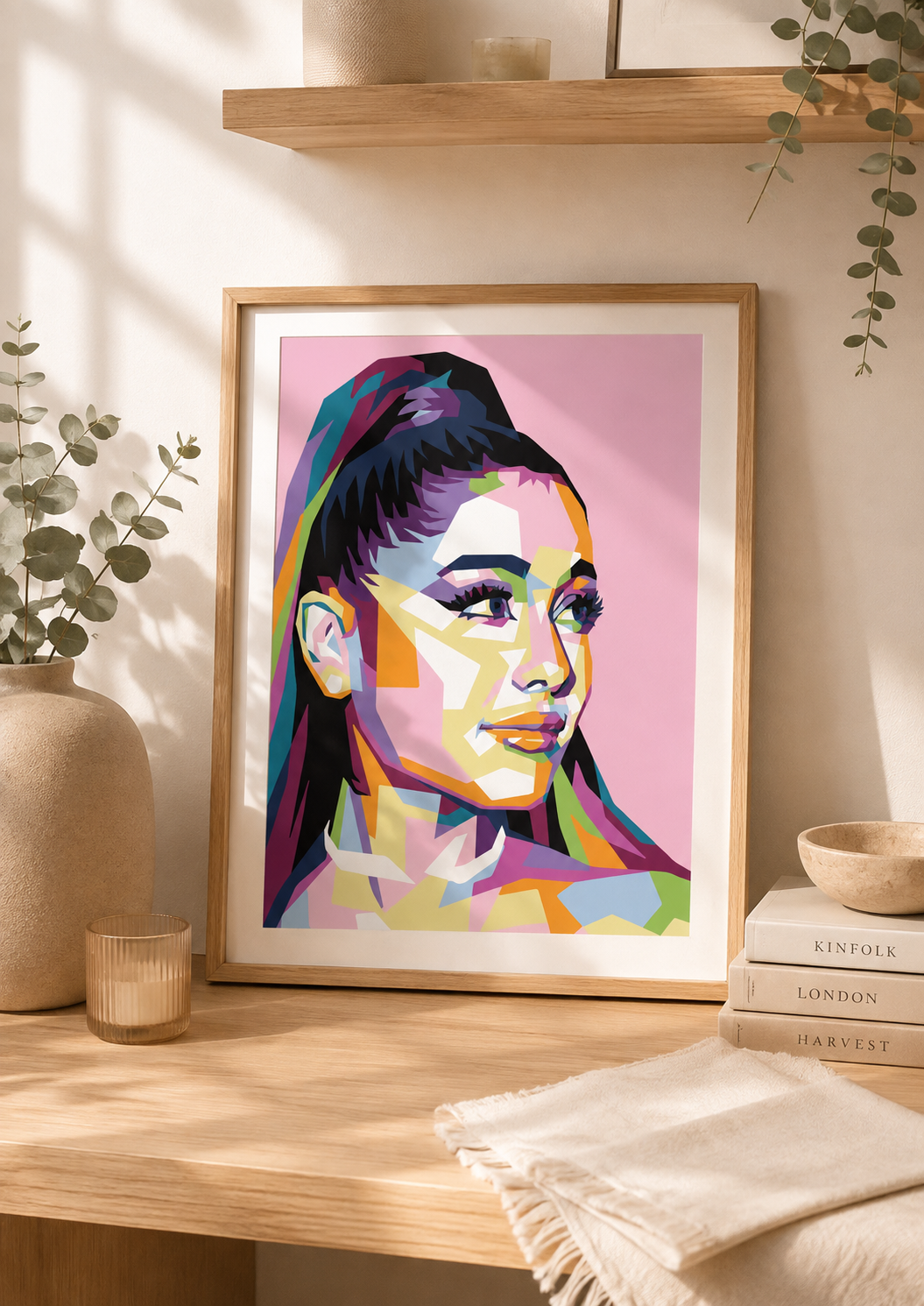 Ariana Grande Inspired Geometric Pop Art Print – A4 Unframed Matte Photo Print