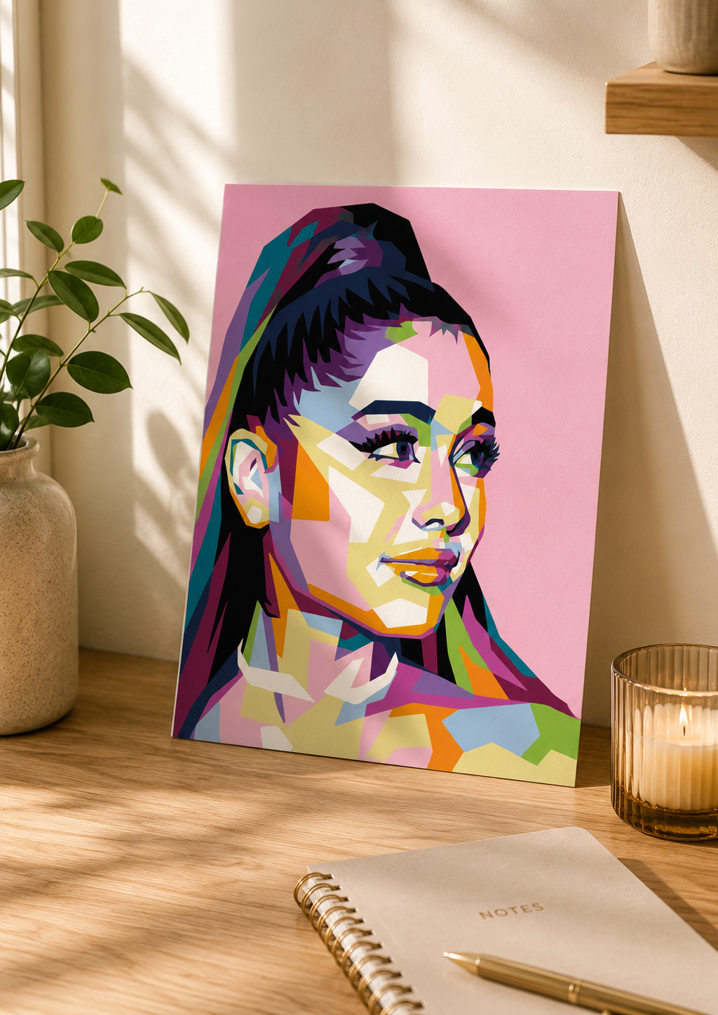 Ariana Grande Inspired Geometric Pop Art Print – A4 Unframed Matte Photo Print