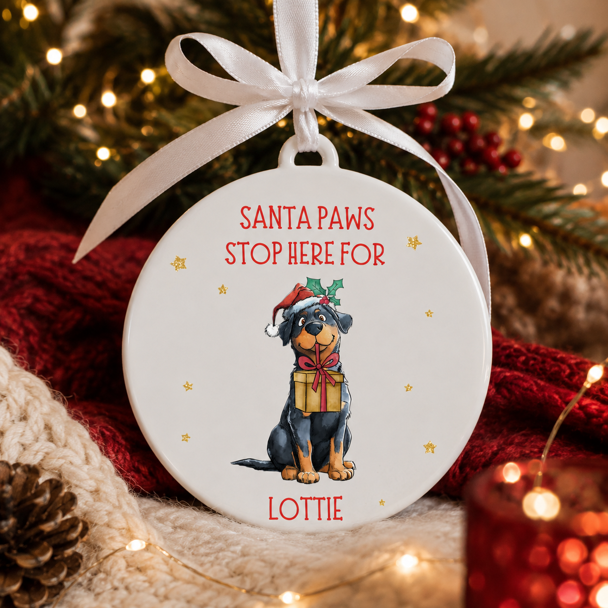 Personalised Dog Breed Christmas Bauble Ornament