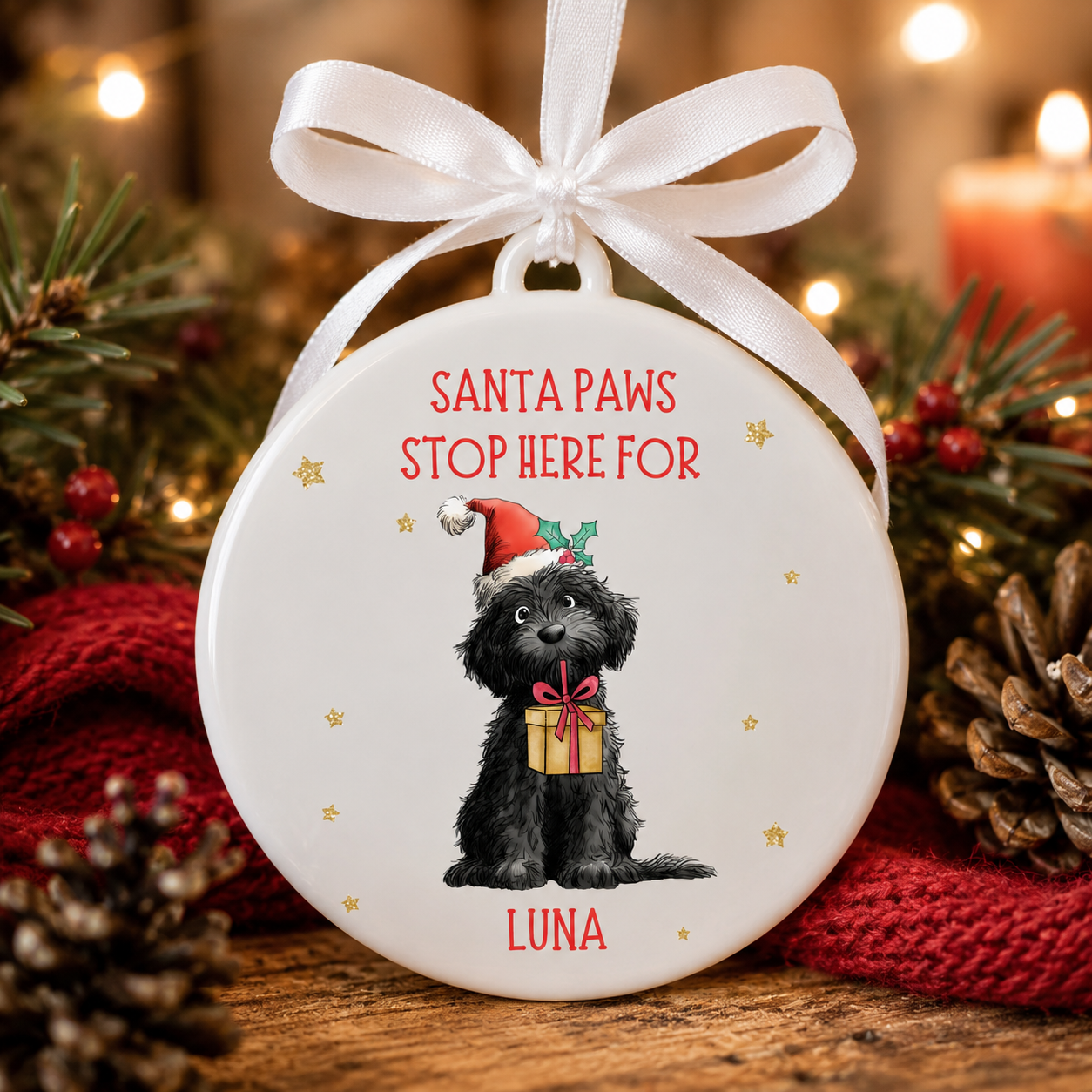 Personalised Dog Breed Christmas Bauble Ornament