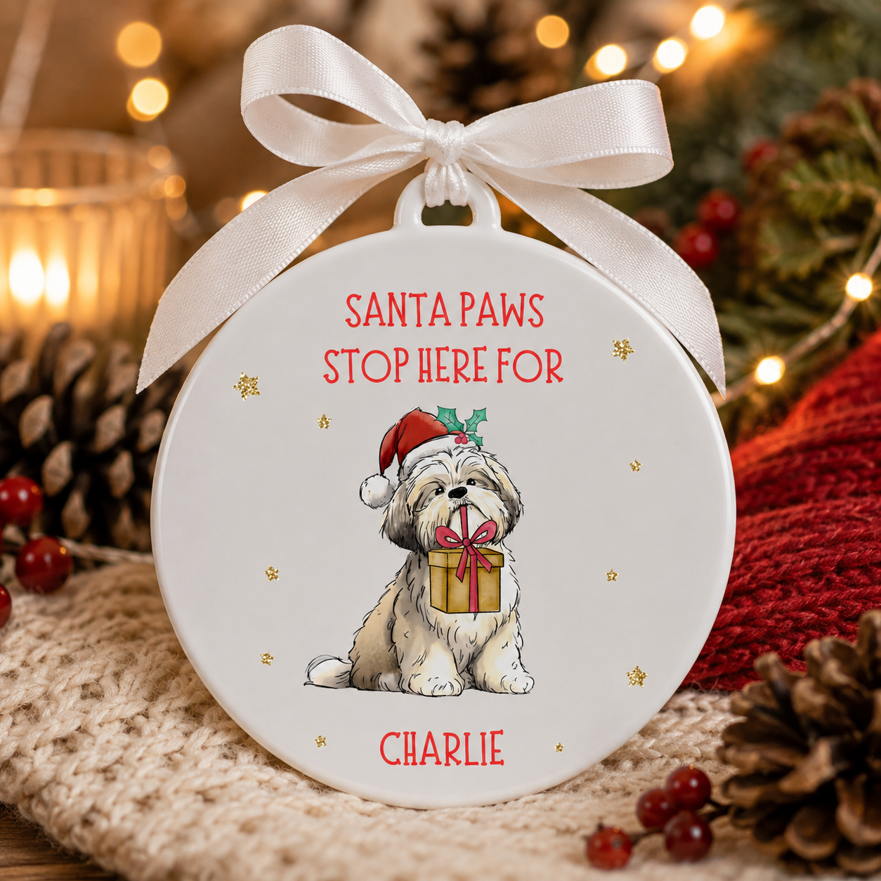 Personalised Dog Breed Christmas Bauble Ornament