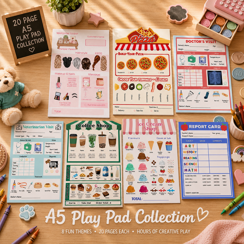 Kids Pretend Play Activity Pad – A5 20 Page Role Play Notepad