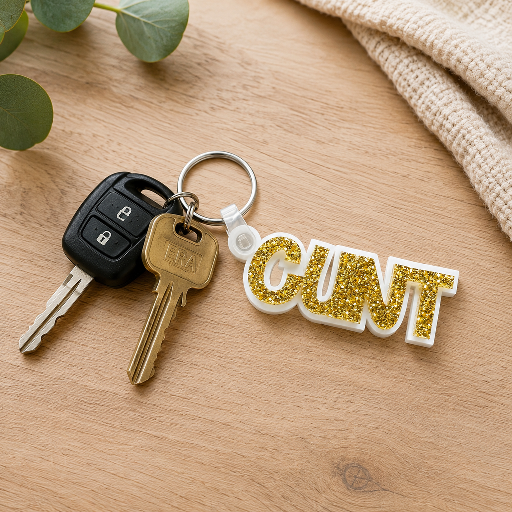 Funny Glitter Resin Swear Word Keyring | Handmade Acrylic Keychain | Novelty Gift for Friends, Birthdays & Secret Santa