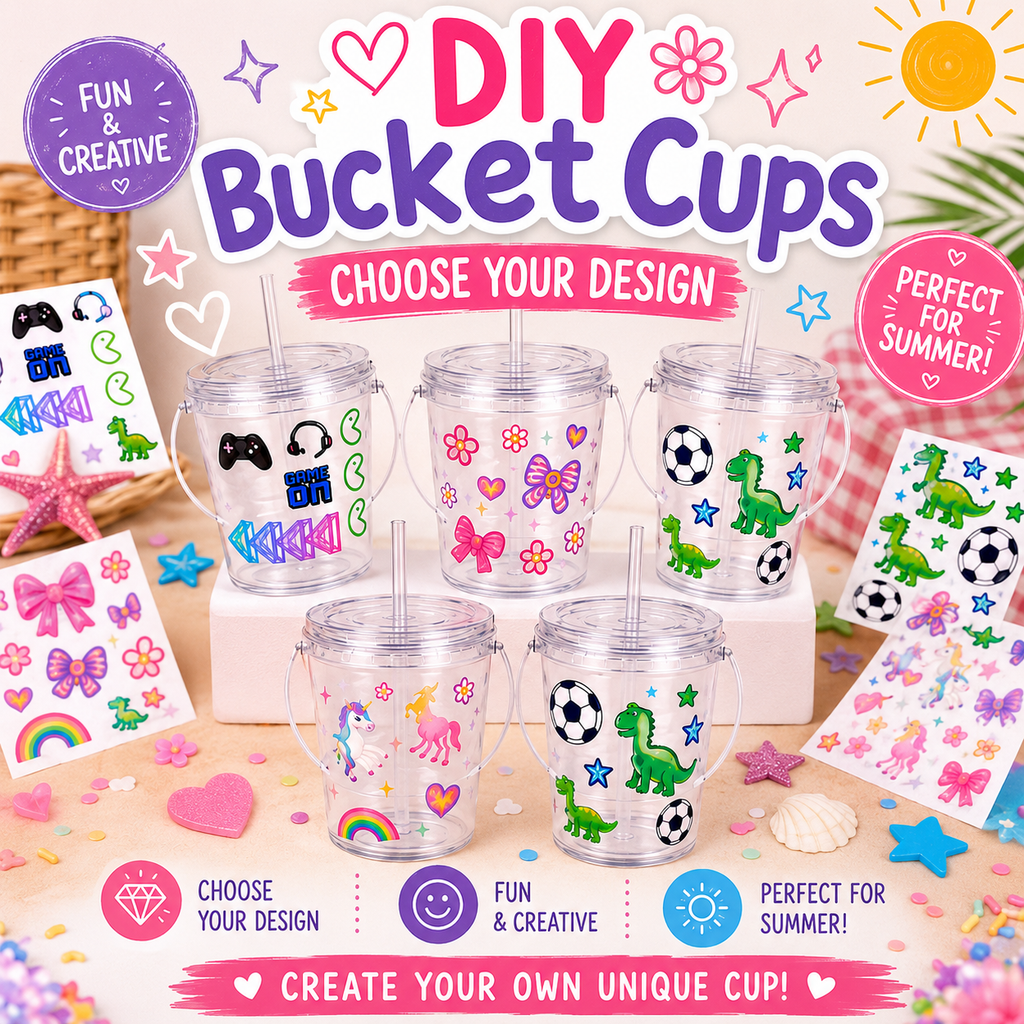Kids DIY Cup Decorating Kit | Make Your Own Personalised Cup | UV DTF Sticker Activity Set